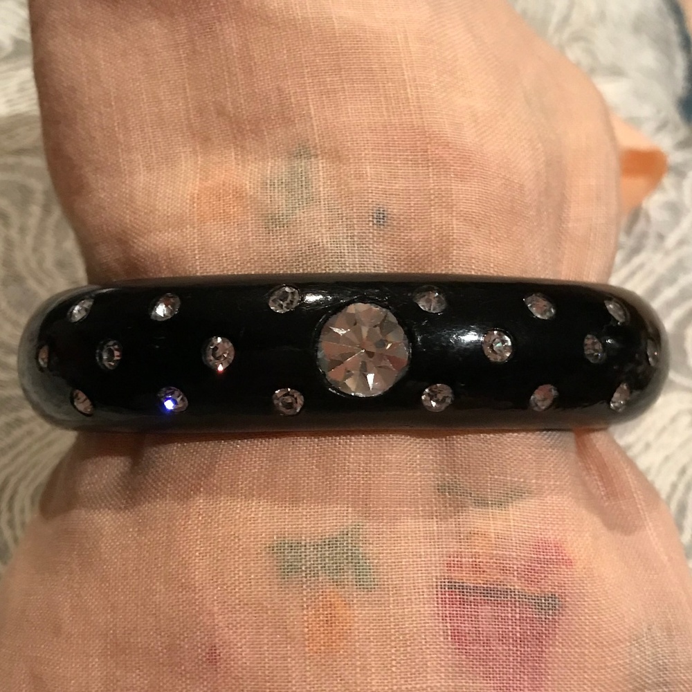 Vintage 1960's  Plastic Rhinestone Cuff Bracelet!